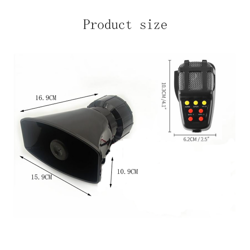 Car Siren Horn - Manufacturer - 100W 7-Tone 130dB MIC Firefighter Ambulance 12V CJB-001