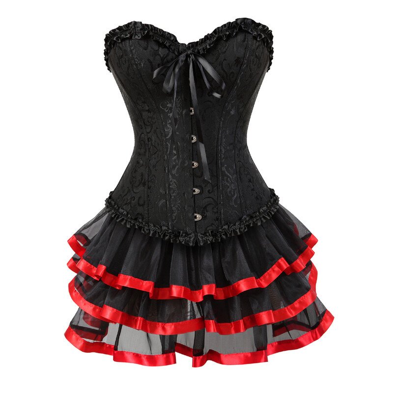 Burlesque Corset Skirt Set - Manufacturer - ChaoRong Plus Size Victorian Fashion Gowns Corselet