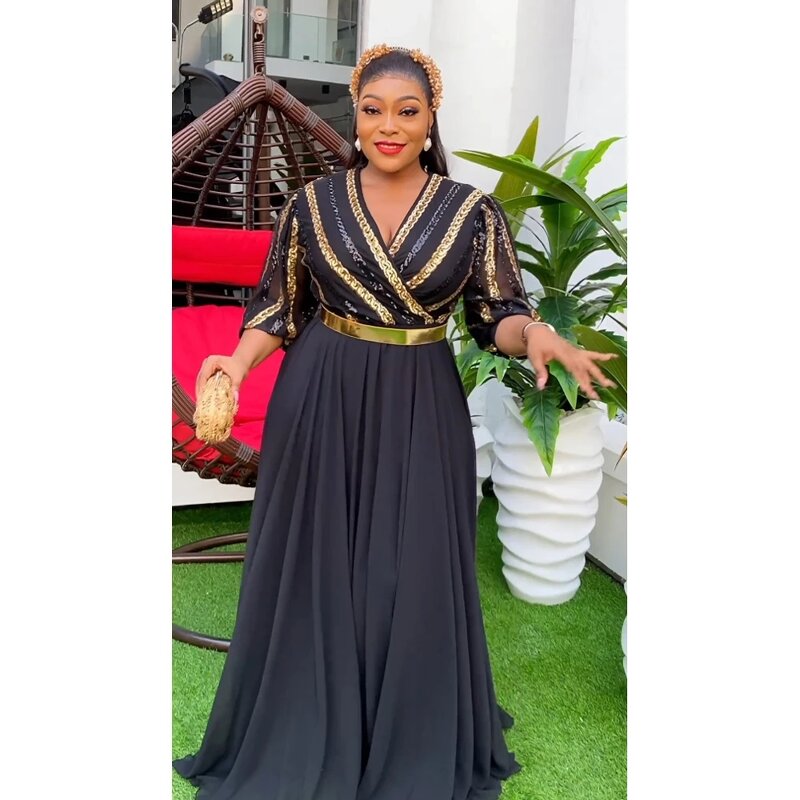 African Sequin Evening Gown - Manufacturer - MD 2023 Plus Size Wedding Party Bodycon Dashiki