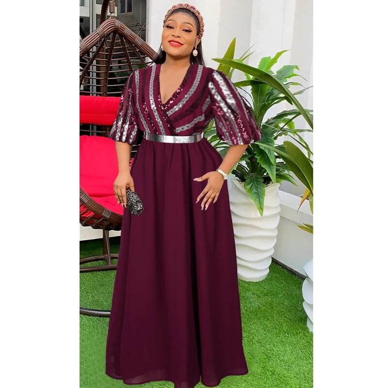 African Sequin Evening Gown - Manufacturer - MD 2023 Plus Size Wedding Party Bodycon Dashiki