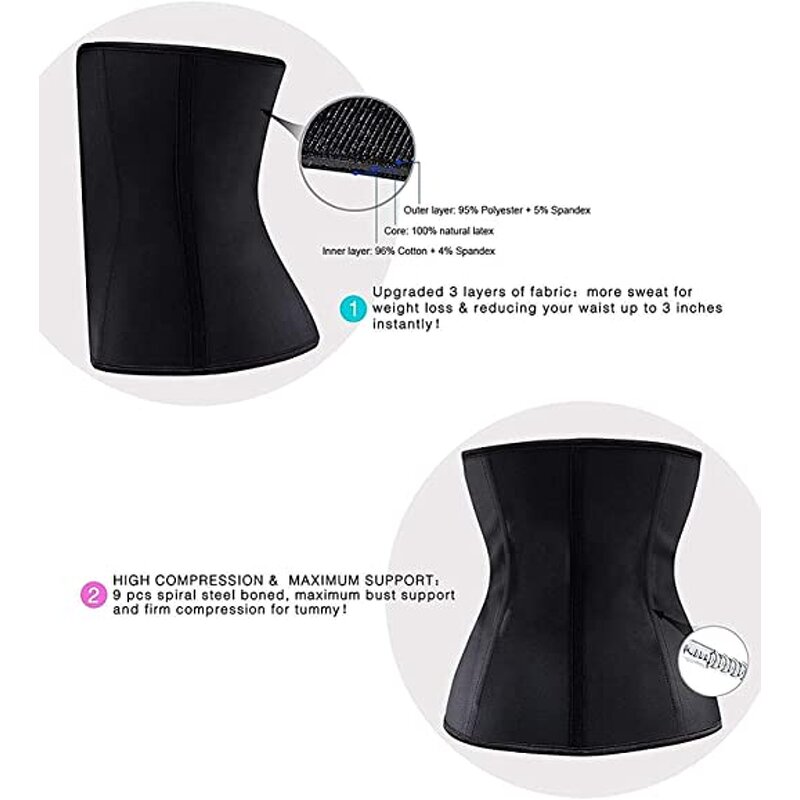 Underbust Latex Waist Trainer - Manufacturer - Sport Girdle Corsets Cincher Hook and Eye Hourglass