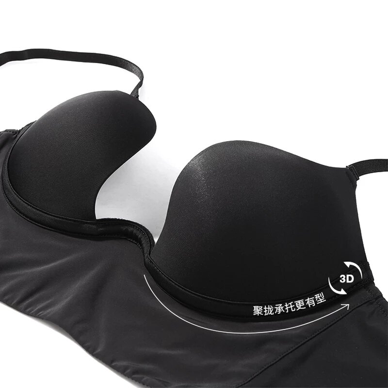 Glossy Seamless Bra Set - Manufacturer - Sexy Deep U Push up Backless Invisible Lingerie