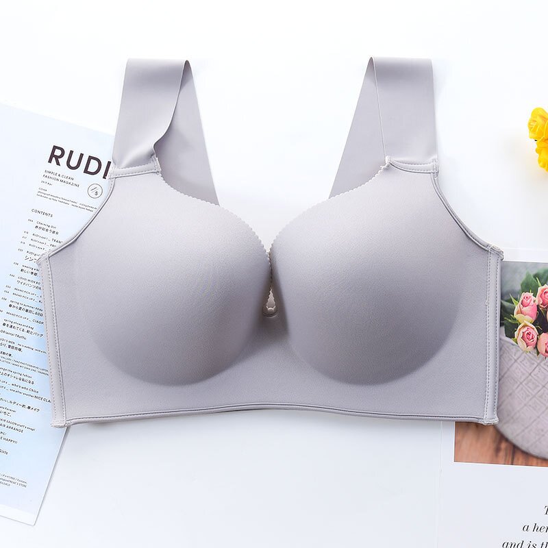Plus Size Latex Push up Bra - Manufacturer - Seamless Bralette 36D-46E Gathers Shockproof Pad