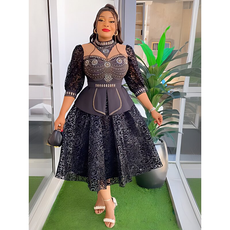 African Dashiki Evening Gown - Manufacturer - 2024 Spring Wedding Party Plus Size Ankara Robe