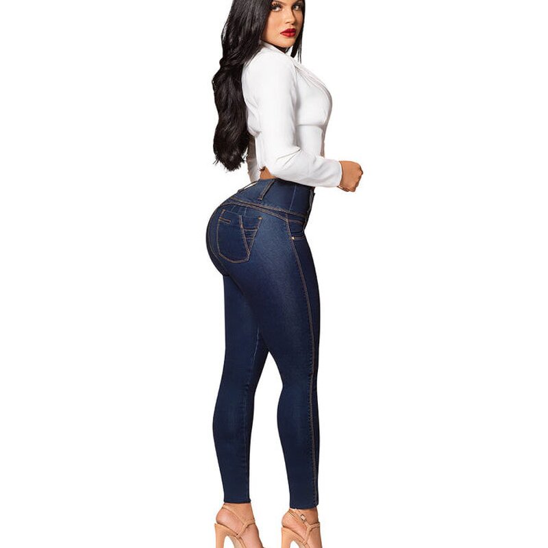 Colombian Ripped Jeans - Manufacturer - High Waist 3 Button Butt Lift Slim Fit Skinny Denim Pants
