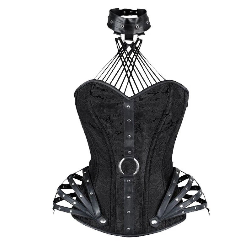 Steampunk Corset Tops - Manufacturer - Steel Boned Zipper Halter Gothic Lingerie Tightening