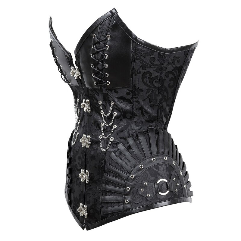 Steampunk Overbust Corset - Manufacturer - Embroidery Black Gothic Clothing Women Clubwear Corselet