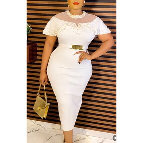 African Pearl Mesh Dress - Manufacturer - 2024 Luxury Summer Sexy Bodycon Gown Plus Size