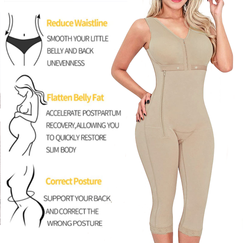 Long Pants Shapewear - Manufacturer - Cinta Modeladora Feminina Side Zipper Thigh Slimmer Bodysuit