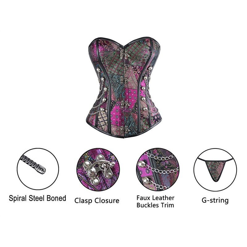 Vintage Punk Goth Corset - Manufacturer - Sexy Purple Steampunk Overbust Bodice Plus Size Corsage