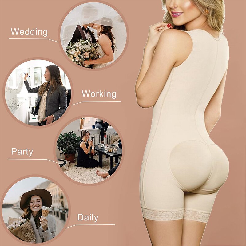 Shapewear Bodysuit - Manufacturer - Lycra Front 3 Hooks Thigh Slimming Colombian Reductive Girdle