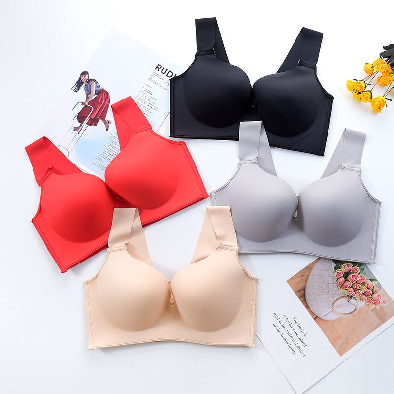 Plus Size Latex Push up Bra - Manufacturer - Seamless Bralette 36D-46E Gathers Shockproof Pad
