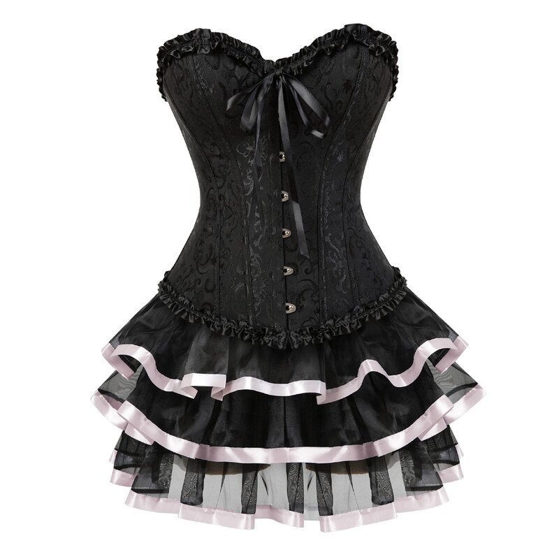 Burlesque Corset Skirt Set - Manufacturer - ChaoRong Plus Size Victorian Fashion Gowns Corselet