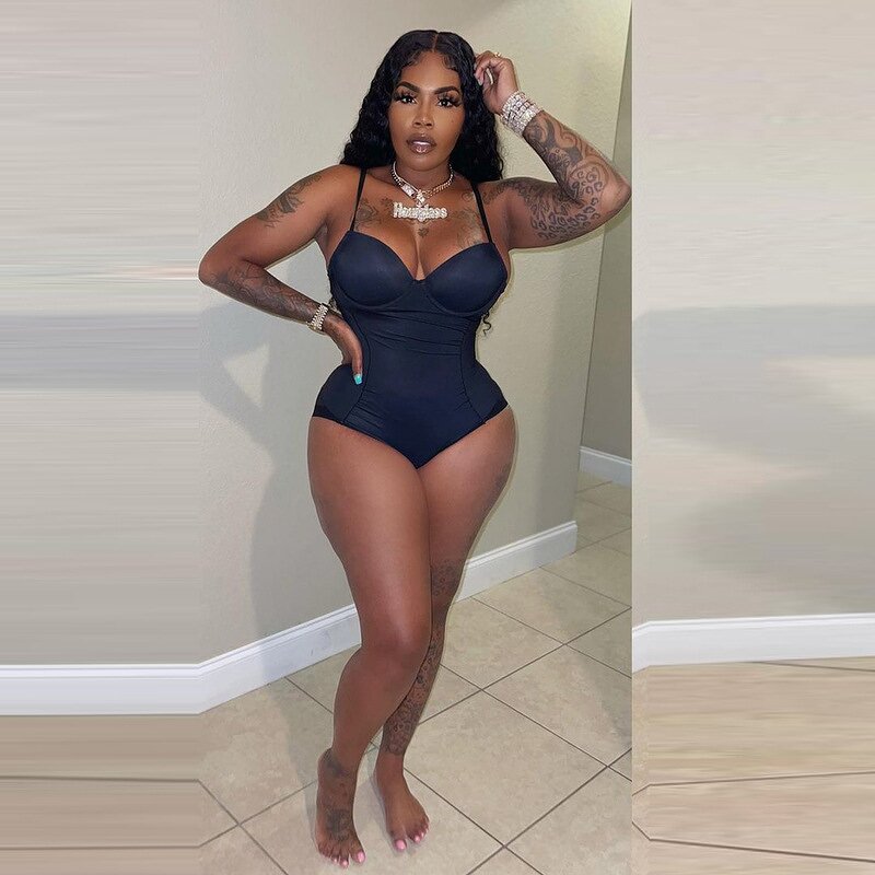 Custom V Neck Shapewear - Manufacturer - Private Label Sexy Sling Push up Thong Bodysuit Outfit