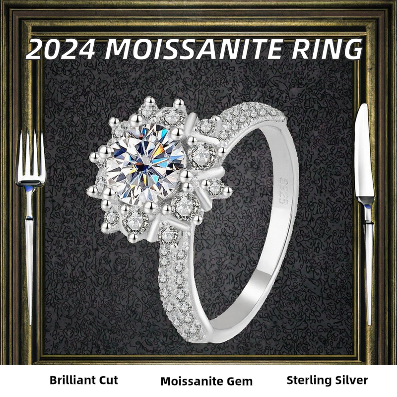 Moissanite Diamond Accent Ring - Manufacturer - AKICE 925 Sterling Silver Women's Trendy Wedding Jewelry