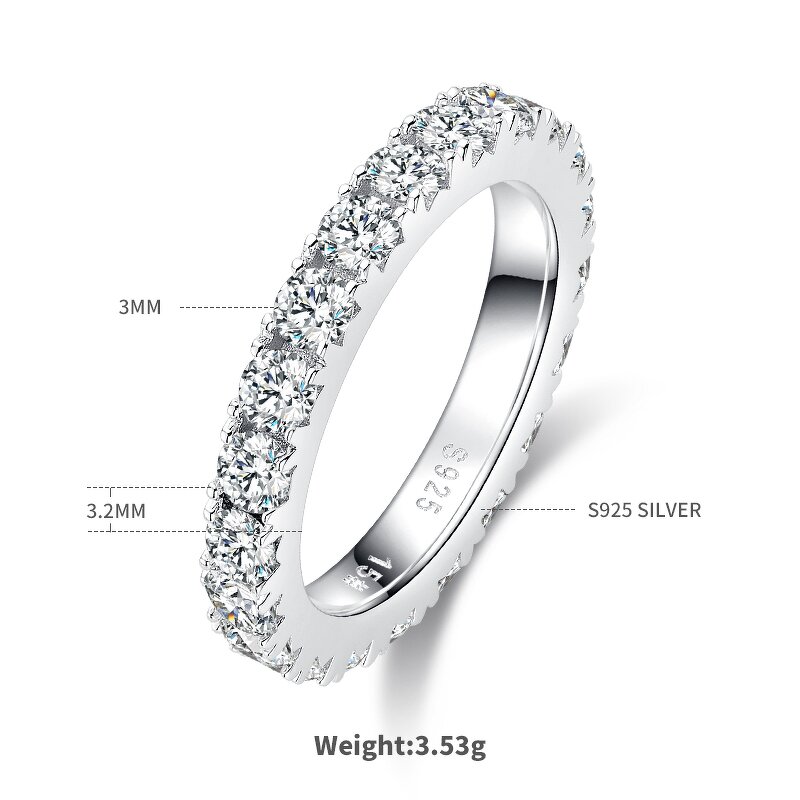 1CT Moissanite Wedding Band - Manufacturer - S925 Silver Romantic Engagement Ring Girlfriend Fiancée Gift