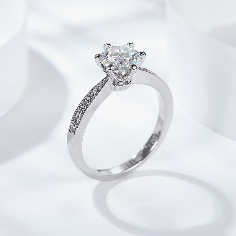 Six-Claw Moissanite Ring - Manufacturer - S925 Cultured Silver Classic Eternal Girlfriends Fine Jewelry