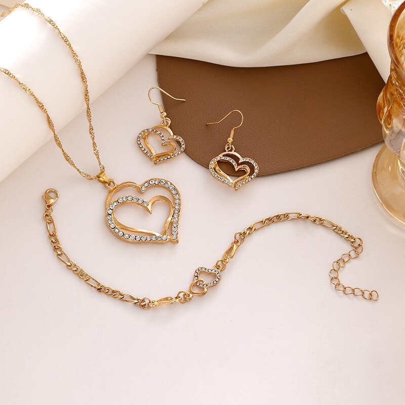 Gold Plated Alloy Necklace Set - Manufacturer - Classic 2-Piece Women's New Wedding Leaves Flowers