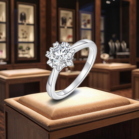 Green Moissanite Ring - Manufacturer - 925 Silver Round Cut Luxury Gemstone Engagement Fine Jewelry