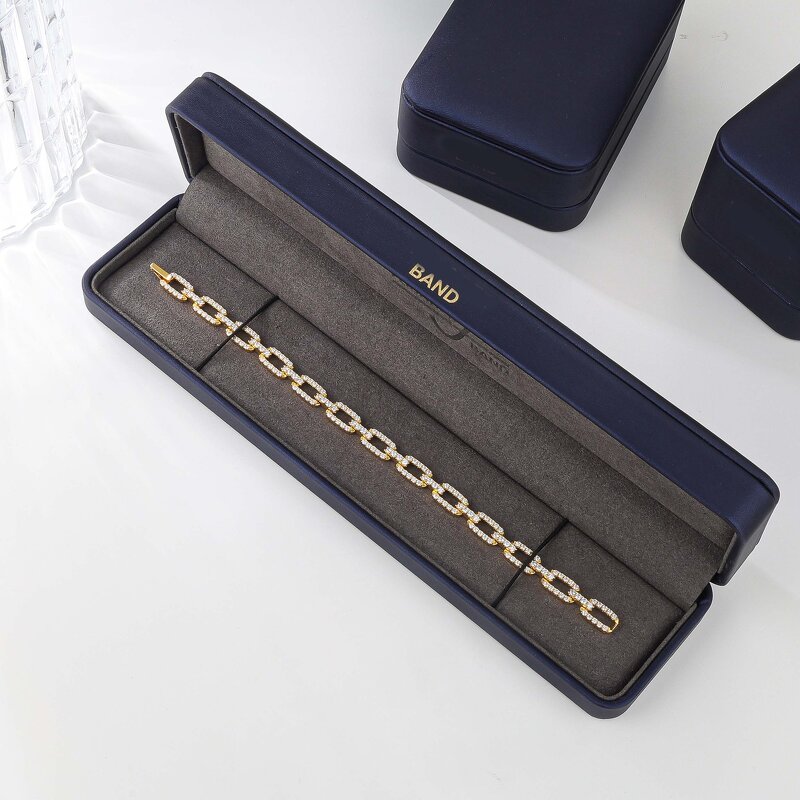 Moissanite Link Bracelet - Manufacturer - AKICE 925 Silver 18K Gold 3CT Oval Luxury Fine Jewelry