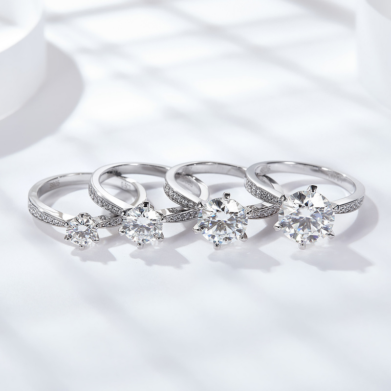 Six-Claw Moissanite Ring - Manufacturer - S925 Cultured Silver Classic Eternal Girlfriends Fine Jewelry
