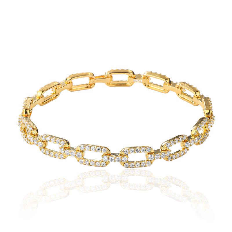 Moissanite Link Bracelet - Manufacturer - AKICE 925 Silver 18K Gold 3CT Oval Luxury Fine Jewelry