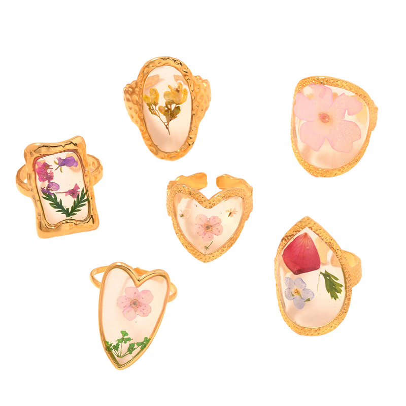 18K Gold Steel Ring - Manufacturer - Elegant Women's Wholesale Anniversary Ins Flower Butterfly Shell