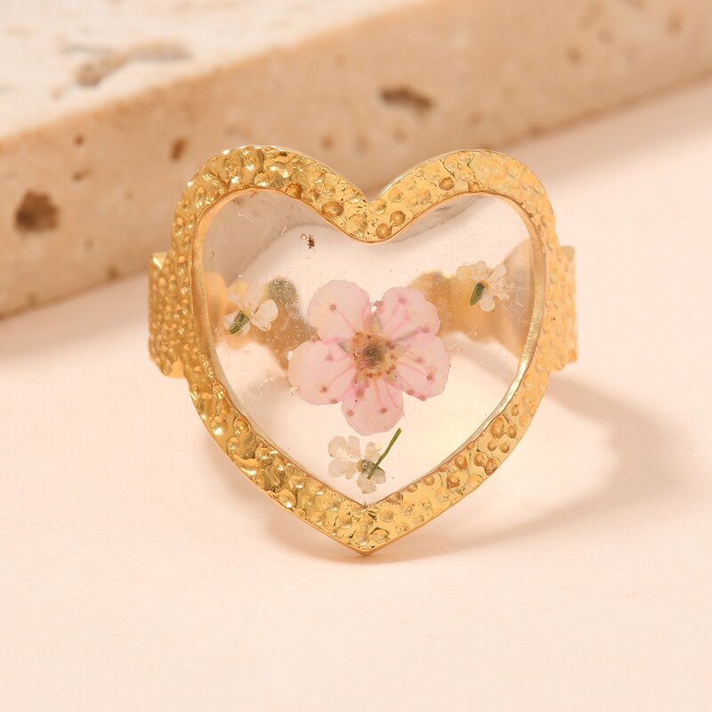 18K Gold Steel Ring - Manufacturer - Elegant Women's Wholesale Anniversary Ins Flower Butterfly Shell