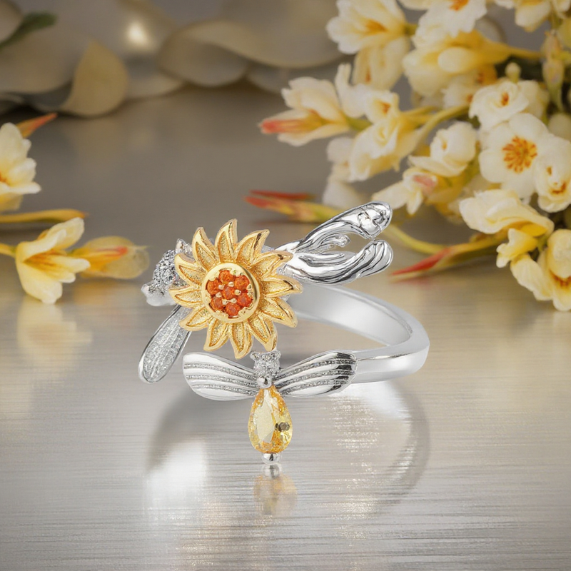 Peach Heart Zircon Ring - Manufacturer - Women's Silver Plated Princess Cut Inlay Wholesale Jewelry