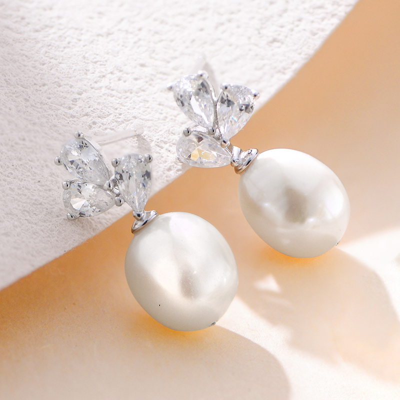 Pearl Drop Hoop Earrings - Manufacturer - Gold Plated Stainless Steel Bezel Setting Minimalist Design