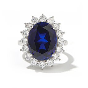 Blue Sapphire Jewelry Set - Manufacturer - 925 Silver 18K Gold Ring Stud Earrings Fine Gemstone Gift