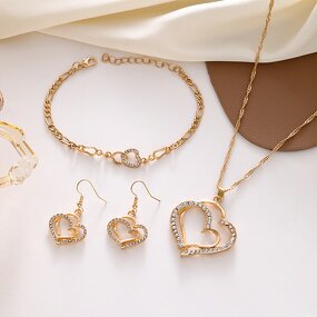 Gold Plated Alloy Necklace Set - Manufacturer - Classic 2-Piece Women's New Wedding Leaves Flowers