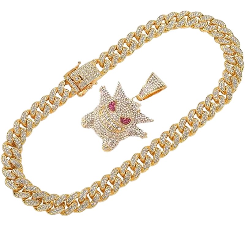 Gengar Pendant Necklace - Manufacturer - Men's Hip Hop Brass Cuban Chain Alloy Zircon Elf Monster
