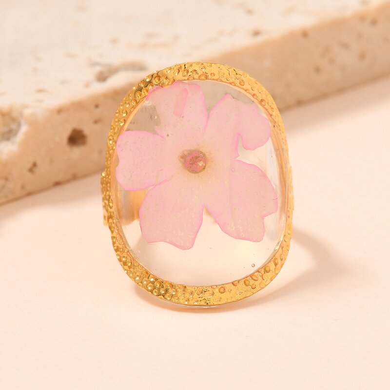 18K Gold Steel Ring - Manufacturer - Elegant Women's Wholesale Anniversary Ins Flower Butterfly Shell