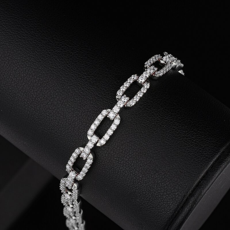 Moissanite Link Bracelet - Manufacturer - AKICE 925 Silver 18K Gold 3CT Oval Luxury Fine Jewelry