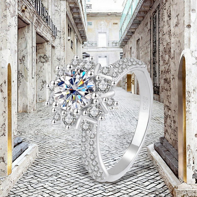 Moissanite Diamond Accent Ring - Manufacturer - AKICE 925 Sterling Silver Women's Trendy Wedding Jewelry