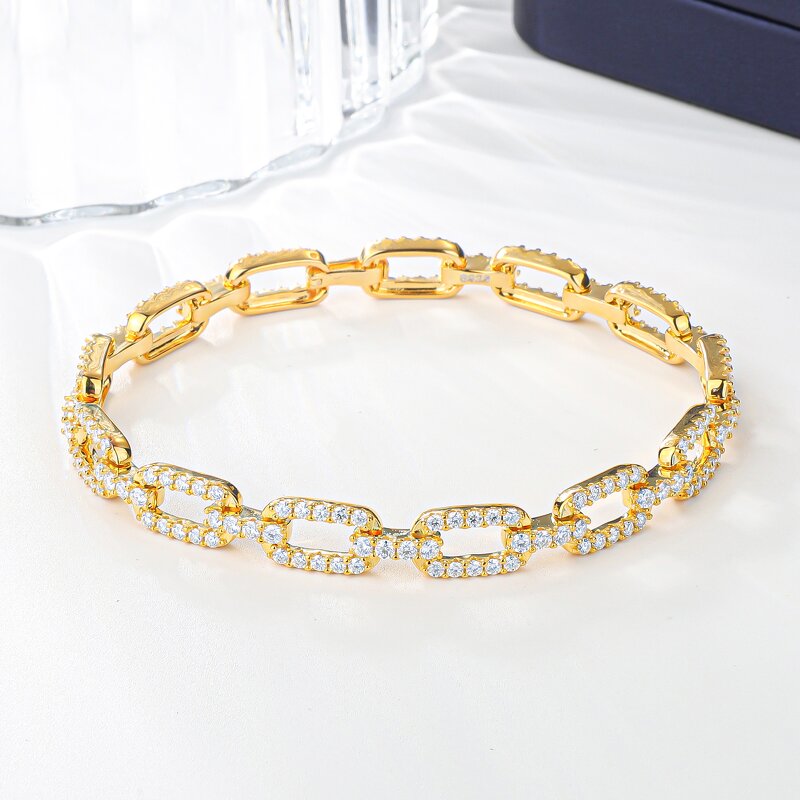 Moissanite Link Bracelet - Manufacturer - AKICE 925 Silver 18K Gold 3CT Oval Luxury Fine Jewelry