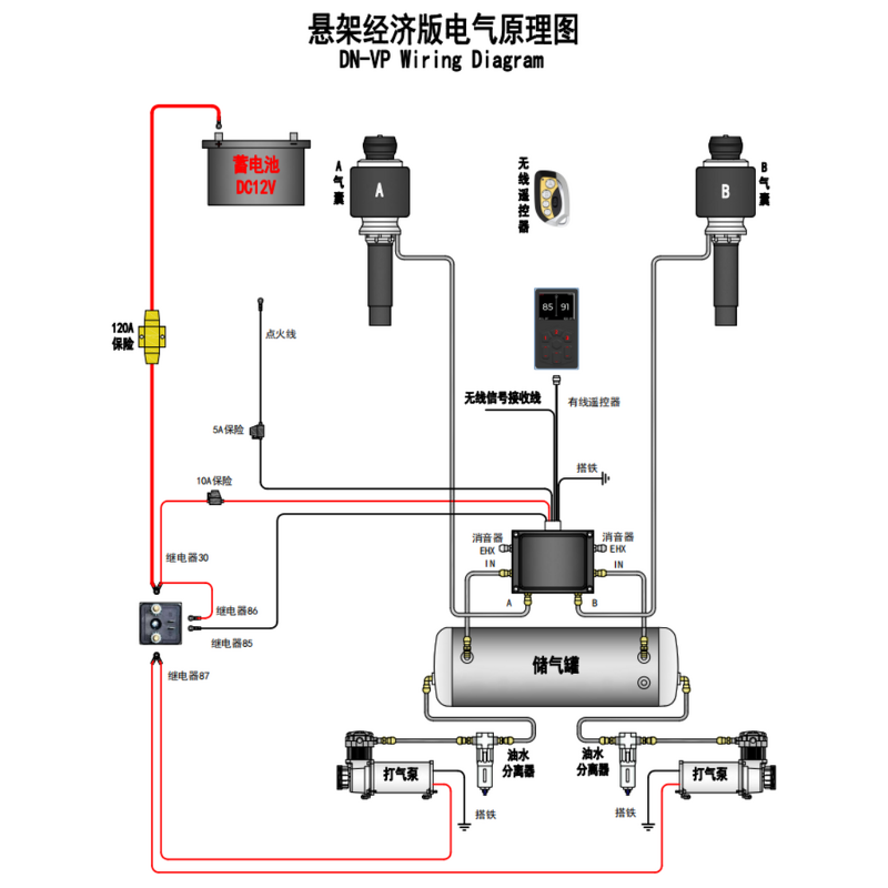 Air Suspension System - Manufacturer - Two-Way Simple Design Cars Trucks New Condition