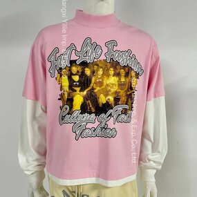 Men's T-Shirts - Manufacturer - TS3006 100% Cotton Heavyweight Double Layer Patched Graphic Print