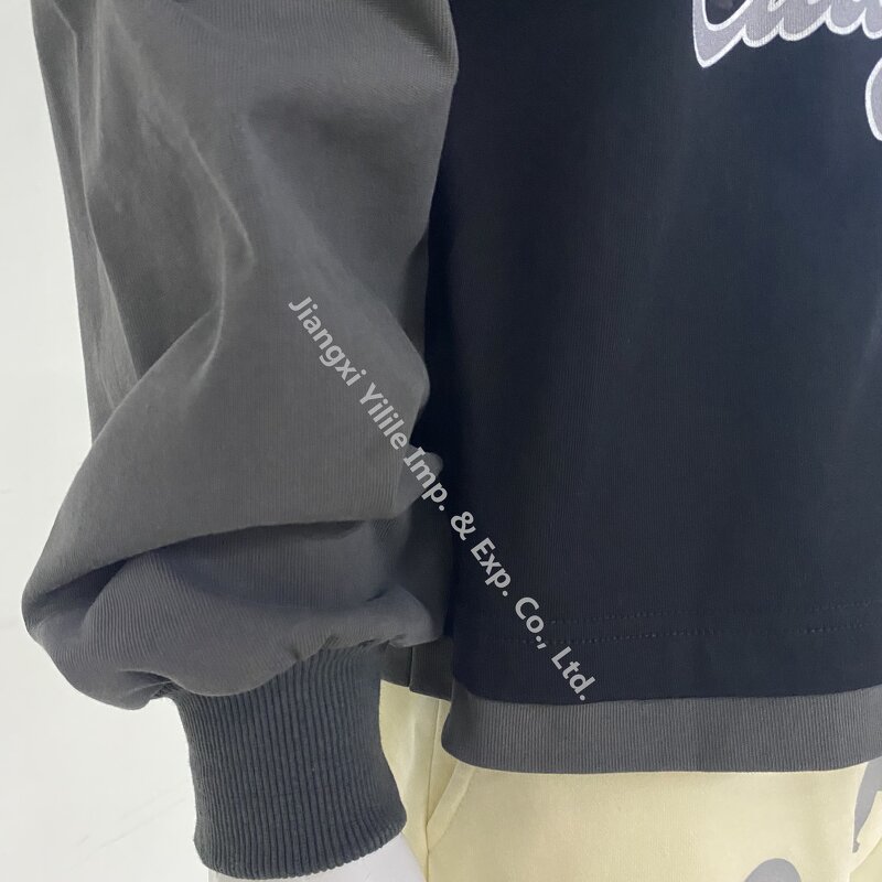 Unisex t Shirt - Manufacturer - TS2965 Double Layer Patchwork Acid Wash Cotton Oversized Print