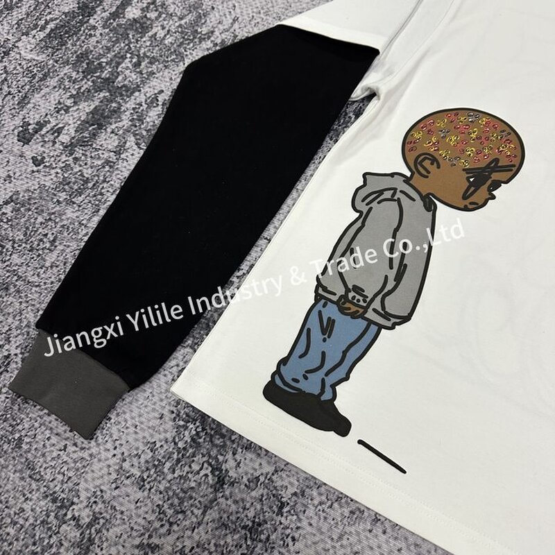 Men's Long Sleeve T Shirt - Manufacturer - TS2261 Waffle Hip Hop Double Layer Oversized DTG Print