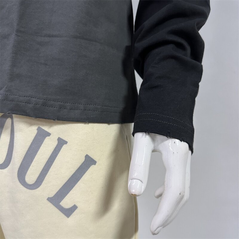 Unisex Long Sleeve Tee - Manufacturer - TS1879 2 in 1 Double Layer Cotton DTG Print Oversized