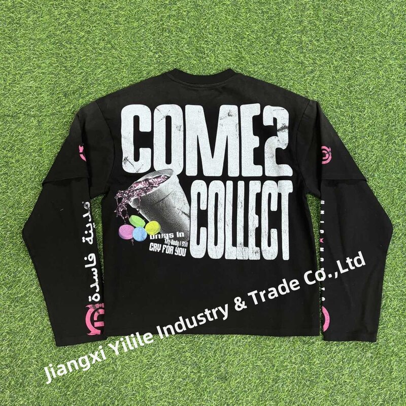 Men's Long Sleeve T Shirts - Manufacturer - TS3347 100% Cotton Raglan Double Layered DTG Print