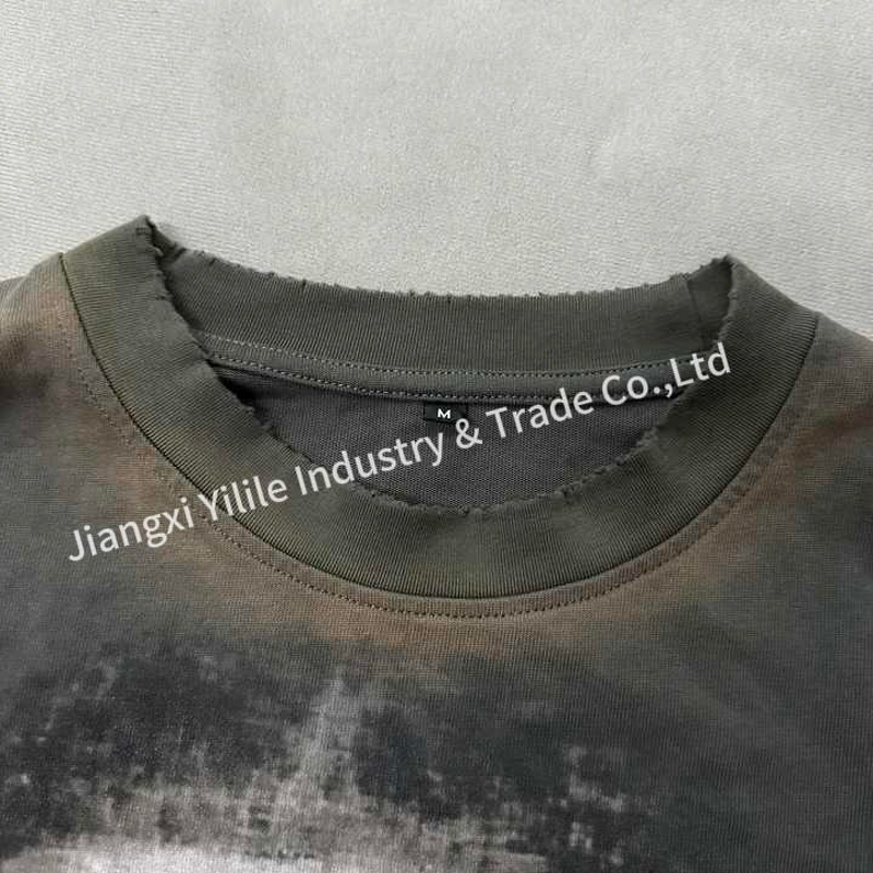 Men's Long Sleeve T-Shirt - Manufacturer - TS1891 100% Cotton Stone Acid Wash DTG Print Layered
