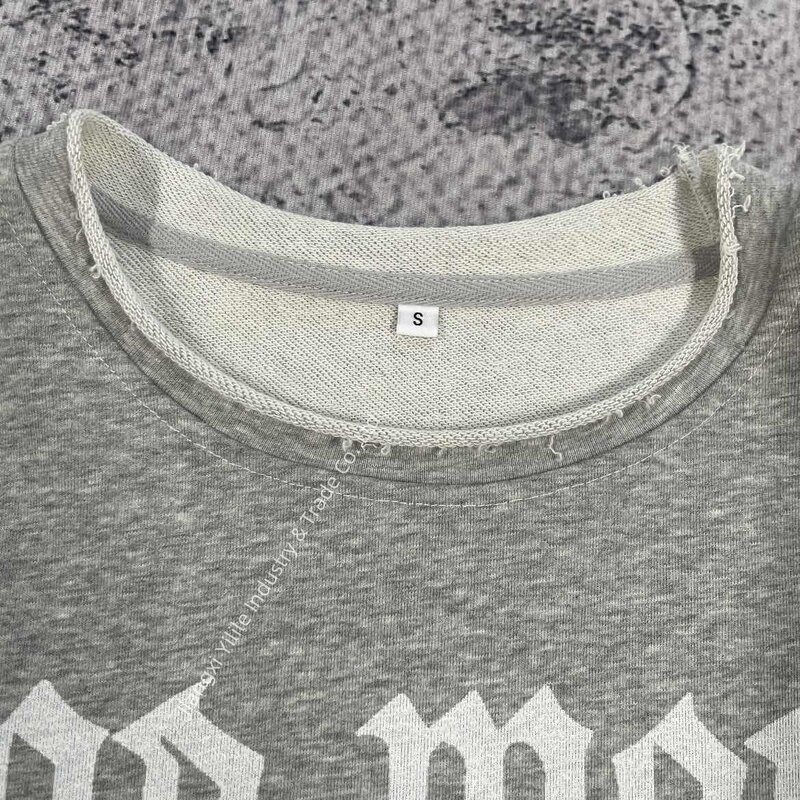 Long Sleeve Shirt - Manufacturer - TS3654 DTG logo Oversized Cut Out Boxy Cropped Rhinestone