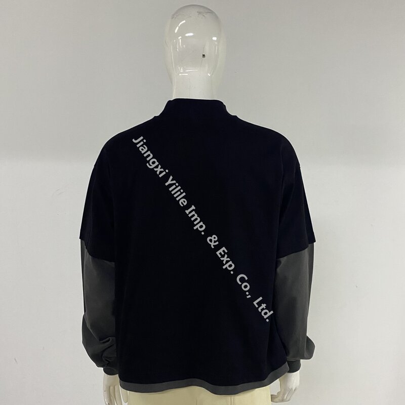 Unisex t Shirt - Manufacturer - TS2965 Double Layer Patchwork Acid Wash Cotton Oversized Print