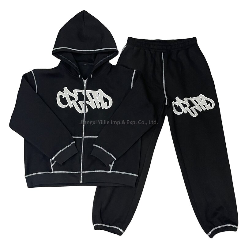 Tracksuit - Manufacturer - TT507 Winter Fleece Custom Logo Printing Sweatpants Hoodie Set