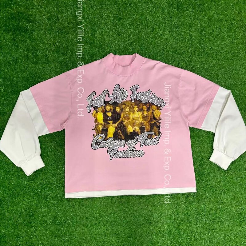 Men's T-Shirts - Manufacturer - TS3006 100% Cotton Heavyweight Double Layer Patched Graphic Print