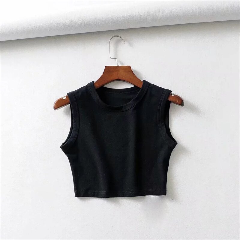 Women's Crop Tops - Manufacturer - TK523 Screen Print Lace Trim Sleeveless Round Neck Racerback