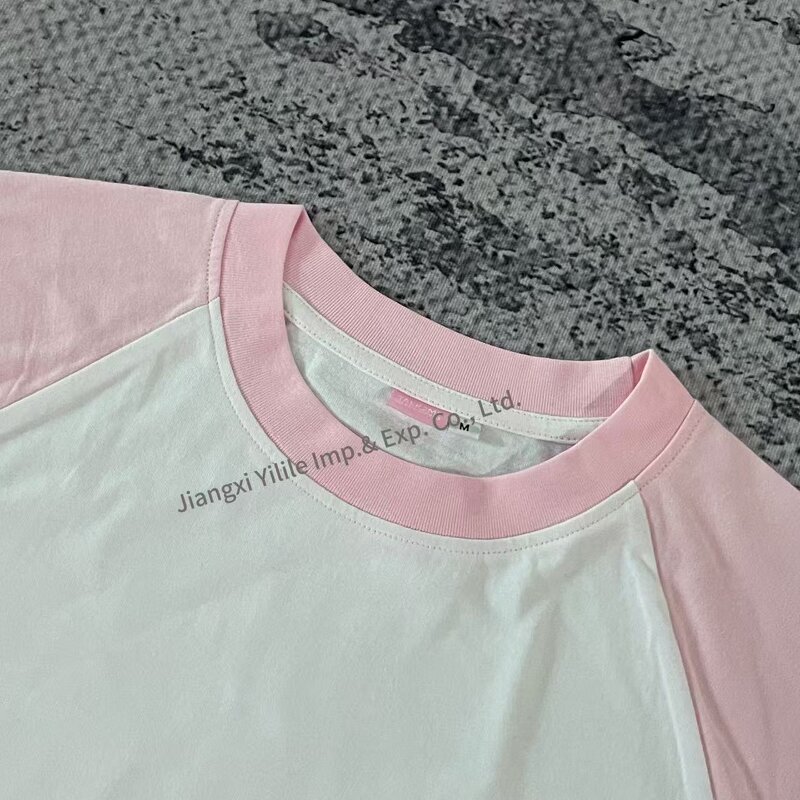 Unisex Tshirts - Manufacturer - TS2699 Cotton Graphic Embroidery Color Block Double Layer Custom